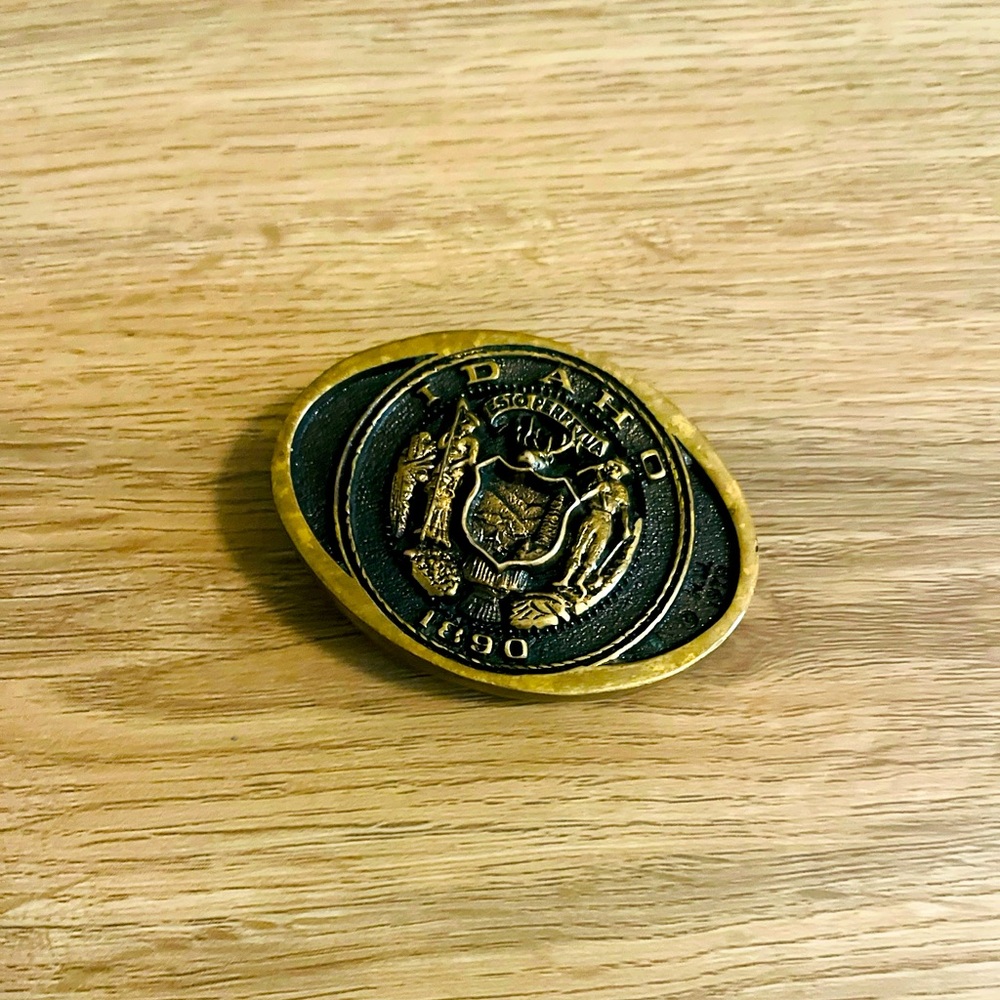 Idaho State 1890 Seal Brass Buckle Belt